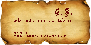 Günsberger Zoltán névjegykártya