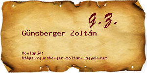 Günsberger Zoltán névjegykártya